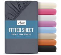 Aspire Homeware Super King Fitted Sheet - 25 cm Deep Hotel Quality (Charcoal) Bed Sheets - Soft & Breathable Superking Fitted Sheet - Anti-Wrinkle Easy Care Fitted Sheets