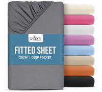 Aspire Homeware Super King Fitted Sheet - 25 cm Deep Hotel Quality (Grey) Bed Sheets - Soft & Breathable Superking Fitted Sheet - Anti-Wrinkle Easy Care Fitted Sheets