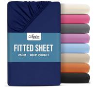 Aspire Homeware Super King Fitted Sheet - 25 cm Deep Hotel Quality (Navy) Bed Sheets - Soft & Breathable Superking Fitted Sheet - Anti-Wrinkle Easy Care Fitted Sheets