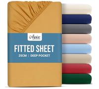 Aspire Homeware Super King Fitted Sheet - 25 cm Deep Hotel Quality (Ochre) Bed Sheets - Soft & Breathable Superking Fitted Sheet - Anti-Wrinkle Easy Care Fitted Sheets