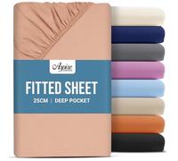 Aspire Homeware Super King Fitted Sheet - 25 cm Deep Hotel Quality (Peach) Bed Sheets - Soft & Breathable Superking Fitted Sheet - Anti-Wrinkle Easy Care Fitted Sheets