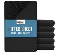 Aspire Homeware Super King Fitted Sheet 6 Pack - 25 cm Deep Hotel Quality (Black) Bed Sheets - Soft & Breathable Superking Fitted Sheet - Anti-Wrinkle Easy Care Bedsheets