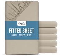Aspire Homeware Super King Fitted Sheet 6 Pack - 25 cm Deep Hotel Quality (Cream) Bed Sheets - Soft & Breathable Superking Fitted Sheet - Anti-Wrinkle Easy Care Fitted Sheets