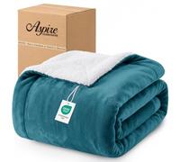 Aspire Homeware Thick Sherpa Fleece Blanket Double Bed, Teal | 150 x 200 cm, 480 GSM Reversible Flannel and Teddy Plush, Warm Winter Throw for Bed and 3 Seater Sofa, OEKO-TEX Certified