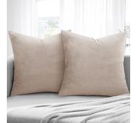 Aspire Homeware Velvet Cushion Covers 45 x 45cm Set of 2 Beige Decorative Square Throw Pillow Cases for Sofa Bedroom Living Room and Sofa
