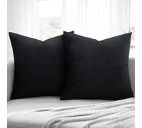 Aspire Homeware Velvet Cushion Covers 45 x 45cm Set of 2 Black Decorative Square Throw Pillow Cases for Sofa Bedroom Living Room and Sofa