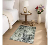 Aspire Homeware Washable Bedside Area Rugs for Bedroom Small Abstract Grey Rug 60x110 cm Low Pile Non Slip Rugs Living Room, Soft Entryway Floor Carpet Vintage Design Mat for Kitchen Bathroom, Frost