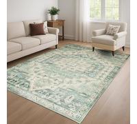 Aspire Homeware Washable Rugs Living Room 80 x 150 cm Vintage Design Sage Green Rug for Dining Room Soft Area Rugs for Bedroom Non Slip Rug for Kids Room Low Pile Plush Carpet, Ember