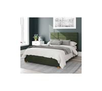 Aspire Kelly Upholstered Ottoman Storage Bed, Plush Velvet Fabric In Dark Olive Dark Olive Small Double