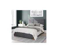 Kelly Upholstered Ottoman Storage Bed, Plush Velvet Fabric Aspire Grey Double