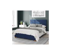 Kelly Upholstered Ottoman Storage Bed, Plush Velvet Fabric Aspire Navy Small Double