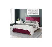 Aspire Kelly Upholstered Ottoman Storage Bed, Plush Velvet Fabric in Wine | Size: Double Aspire Wine Double