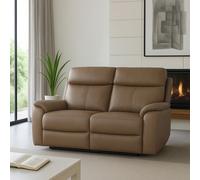 Kingsmere 2 Seater Power Recliner Sofa in Real Leather Aspire Tan 2 Seater
