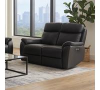 Aspire Kingsmere 2 Seater Power Recliner Sofa in Real Leather in Black Aspire Black 2 Seater