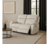 Aspire Kingsmere 2 Seater Power Recliner Sofa in Real Leather in Light Grey Aspire Light Grey 2 Seater