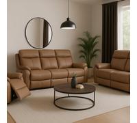 Aspire Kingsmere 3 + 2 + 1 Power Recliner Sofa Suite in Real Leather in Tan Aspire Tan