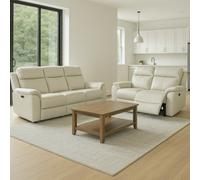 Aspire Kingsmere 3 + 2 Power Recliner Sofa Set in Real Leather in Light Grey Aspire Light Grey