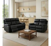 Kingsmere 3 + 2 Power Recliner Sofa Set in Real Leather Aspire Black One Size
