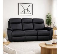 Kingsmere 3 Seater Power Recliner Sofa in Real Leather Aspire Black 3 Seater
