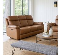 Kingsmere 3 Seater Power Recliner Sofa in Real Leather Aspire Tan 3 Seater