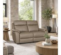 Aspire Kingsmere Leather 2 Seater Power Recliner Sofa with Metal Feet - Mushroom