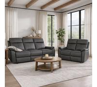 Aspire Kingsmere Leather 3 & 2 Seater Power Recliner Sofa - Charcoal