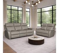 Aspire Kingsmere Leather 3 & 2 Seater Power Recliner Sofa - Elephant
