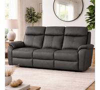 Aspire Kingsmere Leather 3 Seater Power Recliner Sofa - Charcoal