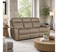 Aspire Kingsmere Leather 3 Seater Power Recliner Sofa - Mushroom