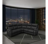 Aspire Kingsmere Leather Power Recliner Corner Sofa - Black