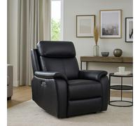 Kingsmere Power Recliner Armchair (1 Seater) in Real Leather Aspire Black Armchair