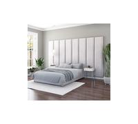 Aspire 45Cm X 210Cm Large Upholstered Headboard Wall Panel, Plush Velvet Light Silver