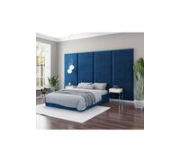 Aspire Furniture Aspire 90Cm X 210Cm Large Upholstered Headboard Wall Panel, Plush Velvet Navy, Blue