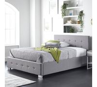 Aspire Side Opening Ottoman Storage Bed in Grey Linen, Single - Grey Linen Fabric