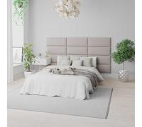 Aspire Easymount Wall Mounted Upholstered Panels Modular Diy Headboard In Eire Linen Fabric Off White (pack Of 2), White