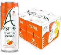 ASPIRE Mango Lemonade Healthy Energy Drink - 12 x 330ml - Zero Calories & Zero Sugar - Natural Plant Based Caffeine - Healthy Drinks - Vegan & Gluten Free | Sold by Bargain Hub