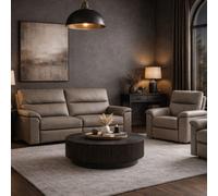 Aspire Marlowe Real Leather Power Recliner 3 + 1 + 1 Sofa Set With Usb Charging, Taupe