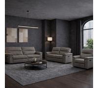Aspire Marlowe Real Leather Power Recliner 3 + 2 + 1 Sofa Set With Usb Charging, Slate