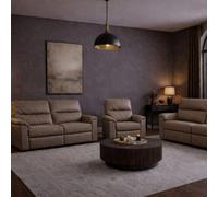 Aspire Marlowe Real Leather Power Recliner 3 + 2 + 1 Sofa Set With Usb Charging, Taupe