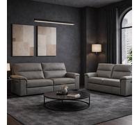 Aspire Marlowe Real Leather Power Recliner 3 + 2 Sofa Set With Usb Charging, Slate