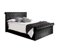 Aspire Mayfair Chesterfield Sleigh Ottoman Velvet Bed Frame in Black | Size: Small Double Aspire Black Small Double