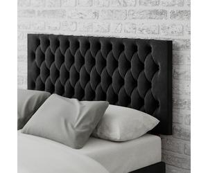 Aspire Monroe Velvet Superking Headboard - Ebony