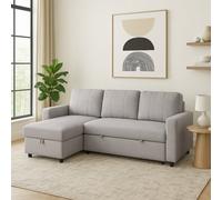 Aspire Nexis Corner Sofa Bed With Storage, Chaise On The Left, Grey