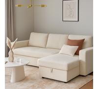 Nexis Corner Sofa Bed with Storage, Chaise on the Right Aspire Charcoal 3 Seater