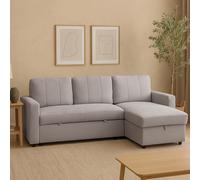 Nexis Corner Sofa Bed with Storage, Chaise on the Right Aspire Natural 3 Seater