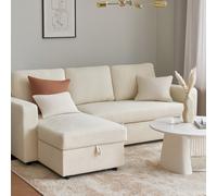 Aspire Nexis Corner Sofa Bed with Storage, Chaise on the 3 Seater Beige