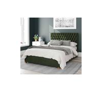 Aspire Nightingale Upholstered Ottoman Storage Bed, Plush Velvet Fabric In Dark Olive Dark Olive Small Double