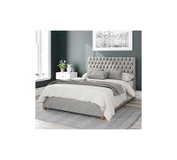 Nightingale Upholstered Ottoman Storage Bed, Plush Velvet Fabric Aspire Light Grey Double