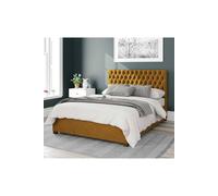Aspire Nightingale Upholstered Ottoman Storage Bed, Plush Velvet Fabric In Mustard Mustard Super King