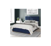 Nightingale Upholstered Ottoman Storage Bed, Plush Velvet Fabric Aspire Navy Super King